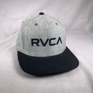 RVCA Hat Mens One Size Gray Snapback‎ Cap Flat Bill Surfer Skater Casual